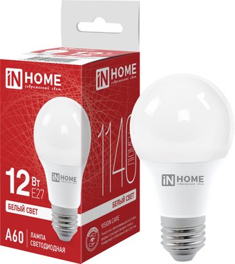 Светодиодная лампочка In Home LED-A60-VC 12 Вт 230В Е27 4000К 1140 Лм