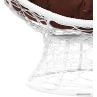 Кресло M-Group Кокос на подставке 11590105 (белый ротанг/коричневая подушка)