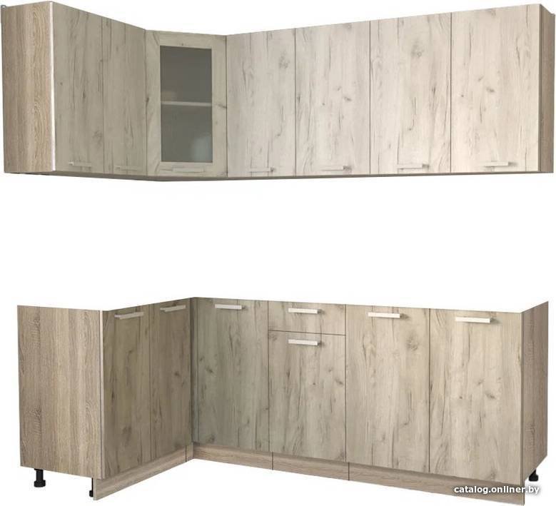 Готовая кухня Интерлиния Мила 12x22 без столешницы (дуб белый/дуб серый)