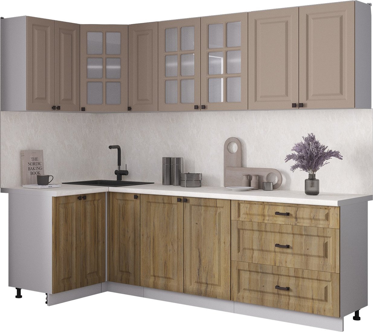 

Готовая кухня Интерлиния Мила Деко 1.2x2.5 (дуб вотан/луна/опал светлый)