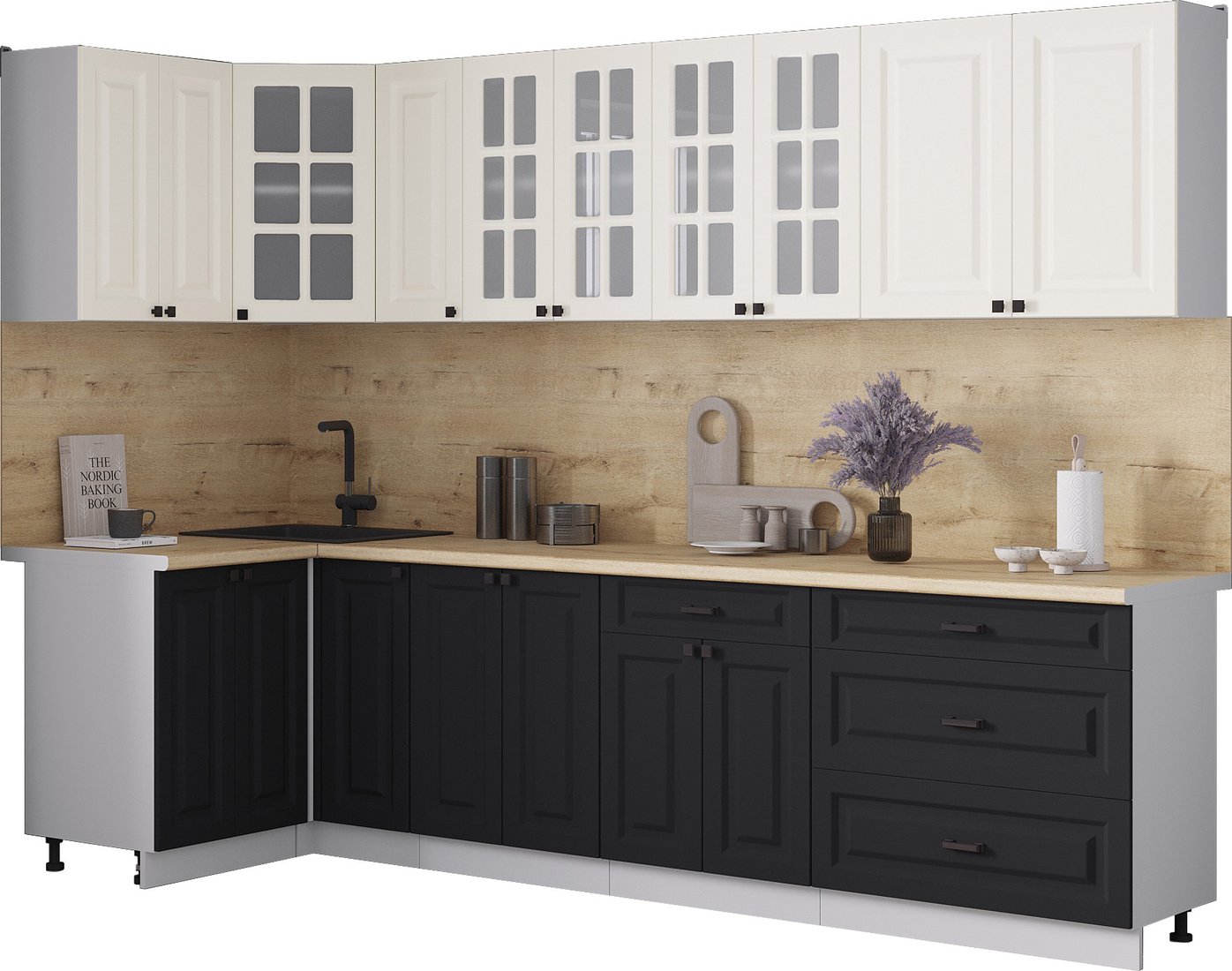 

Готовая кухня Интерлиния Мила Деко 1.2x2.9 (черный/белый/дуб бунратти)