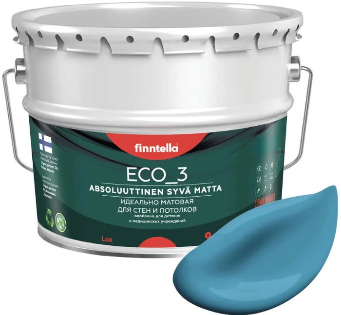 

Краска Finntella Eco 3 Wash and Clean Aihio F-08-1-9-LG254 9 л (голубой)