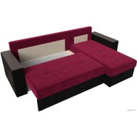 Угловой диван Лига диванов Дубай лайт правый 114179 (микровельвет бордовый/черный)