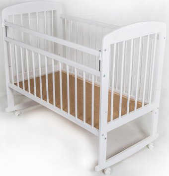 Классическая детская кроватка Топотушки Мишутка 8 колесо-качалка (белый)
