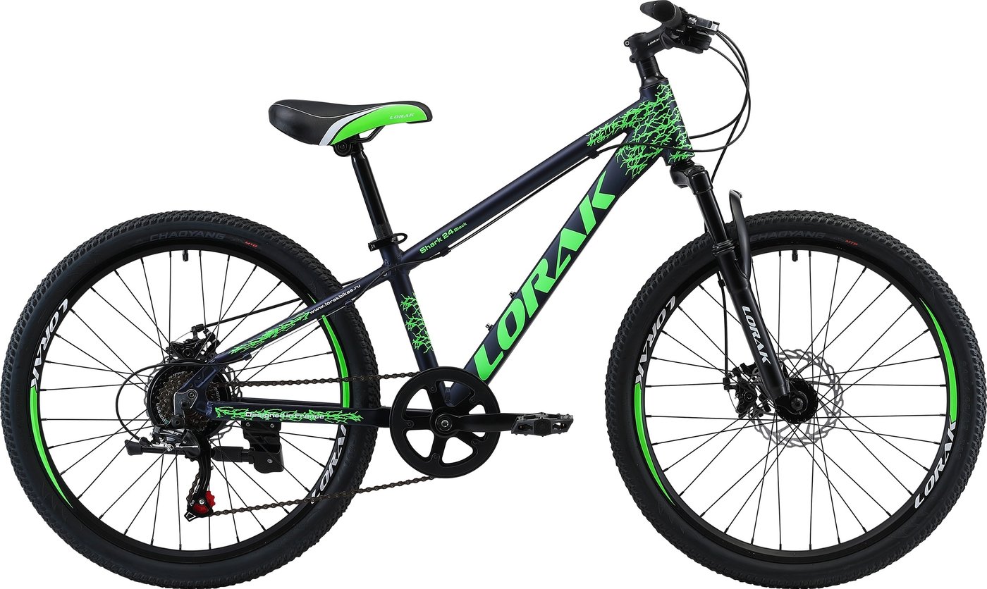 

Велосипед Lorak Shark 24 Black 2021 (черный/зеленый)