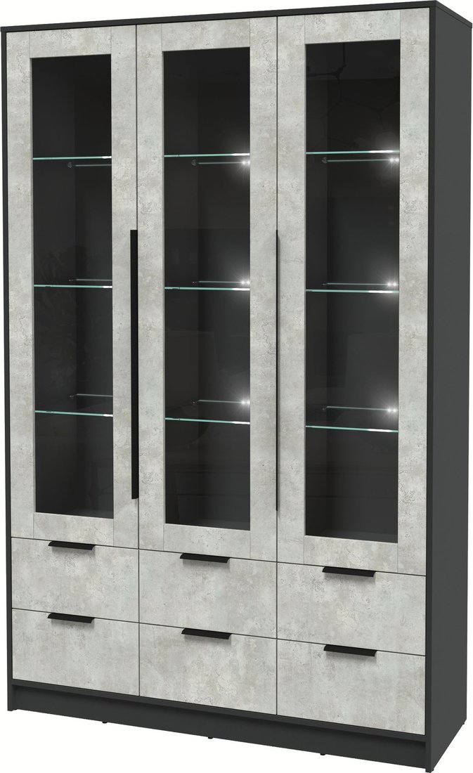 

Шкаф-витрина Интерлиния Концепт КТ-ШВ3 с подсветкой (бетон лайт/антрацит)