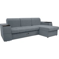 Диван Сириус Лидер-13 с оттоманкой ППУ 285x165 (Eva 32 велюр серый)