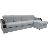 Угловой диван Сириус Лидер-6 с оттоманкой ППУ 300x165 (Eva 09 велюр светло-серый)