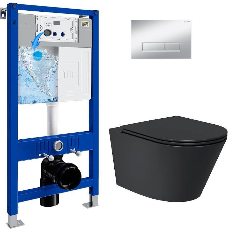 

Унитаз подвесной Lauter Longer 2110822B + 21901002 (кнопка 219703HD, сатин)