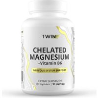 Витамины, минералы 1WIN Магния бисглицинат (хелат)+В6 (120 капсул)