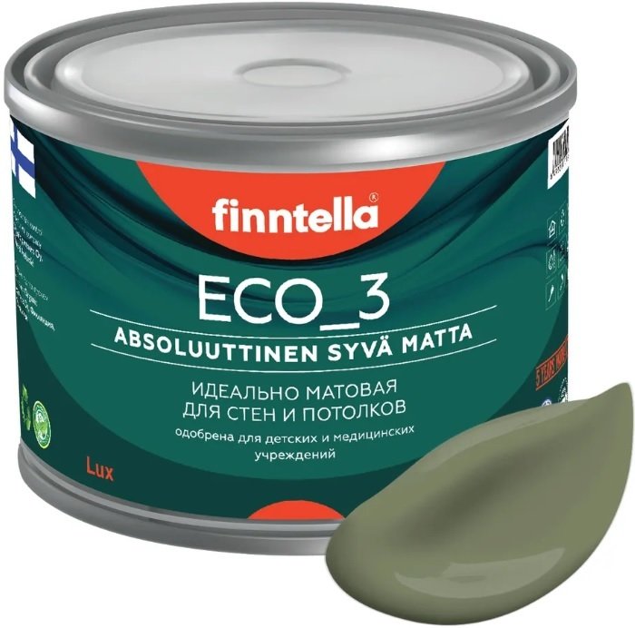 

Краска Finntella Eco 3 Wash and Clean Oliivi F-08-1-3-LG80 2.7 л (темно-зеленый)