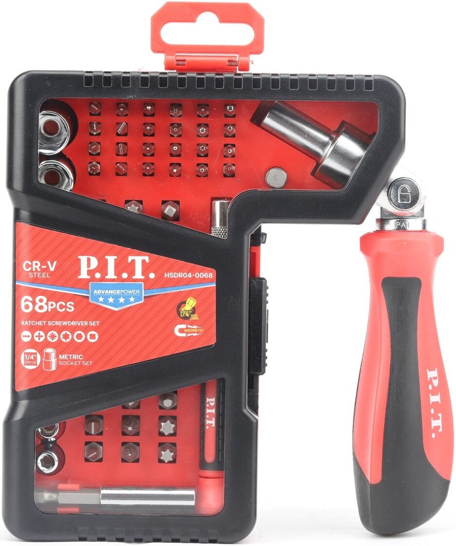 Набор отвертка с битами и головками P.I.T. Advance HSDR04-0068 (68 предметов)
