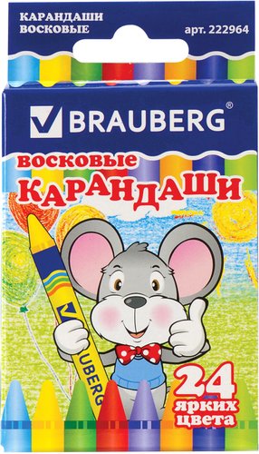 Восковые мелки BRAUBERG Пифагор 222964 (24 цв)