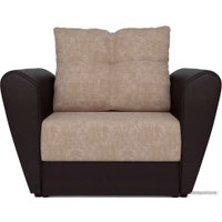 Кресло-кровать Мебель-АРС Квартет (микровелюр/экокожа, кордрой бежевый/коричневый)