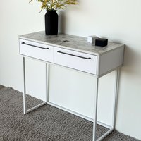 Туалетный столик без зеркала Shtabe Royal 5211 эко (мрамор каррара/белый/р.черная)