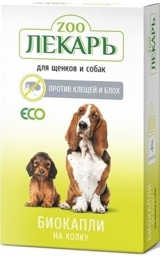 

Капли от блох и клещей Эко ZooЛекарь для щенков и собак