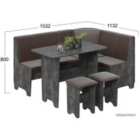 Обеденная группа Трия Техас исп. 1 (ателье темный/экокожа коричневый)