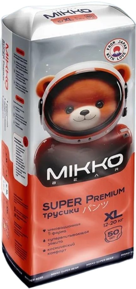 

Трусики-подгузники Mikko Bear Super Premium XL 12-20 кг (50 шт)