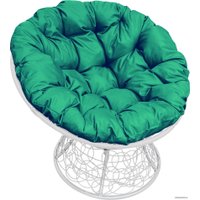 Кресло M-Group Папасан 12020104 (белый ротанг/зеленая подушка)