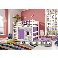 Кровать-чердак Мебельград Соня вариант 5 (массив сосны белый)