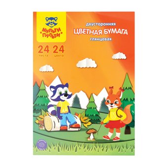 Набор цветной бумаги Мульти-пульти Приключения Енота ЦБм24-24дв_31614 (24 цв)