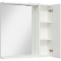  Runo Шкаф с зеркалом для ванной Римини 75 правый (белый)