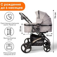 Универсальная коляска Bubago Zoom (2 в 1, серый/золотая рама)