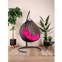 Подвесное кресло M-Group Для двоих Люкс 11510308 (серый ротанг/розовая подушка)