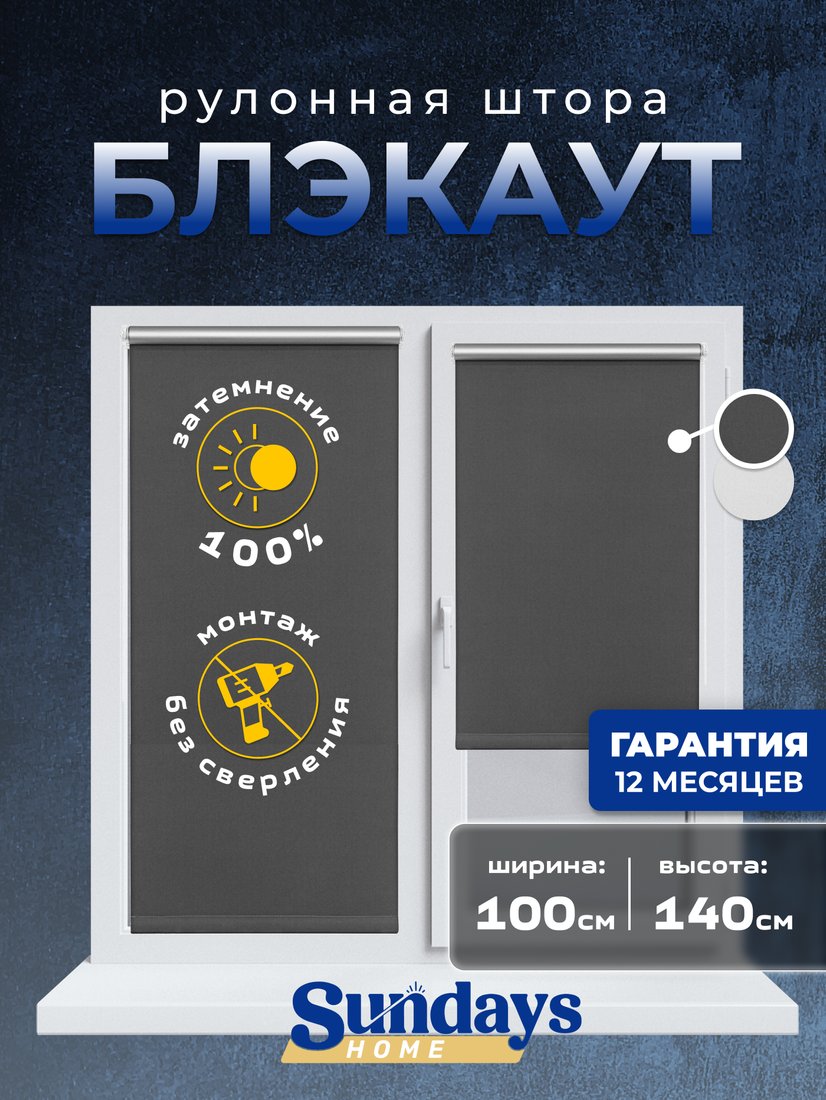 

Рулонные шторы Sundays Home LM 167-07 100х140 (темно-серый)