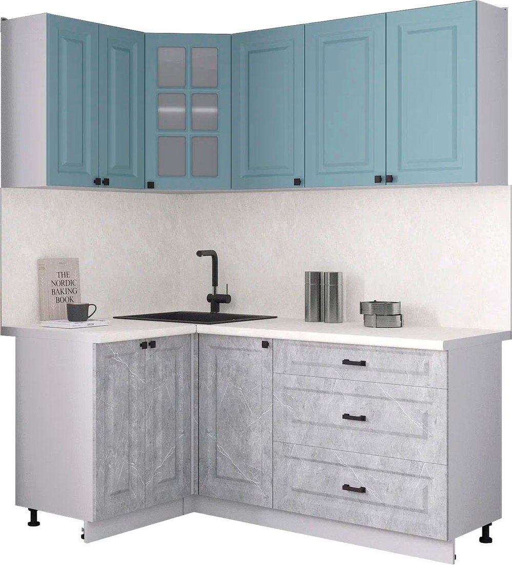 

Готовая кухня Интерлиния Мила Деко 1.2x1.8 (керамика/океан/опал светлый)