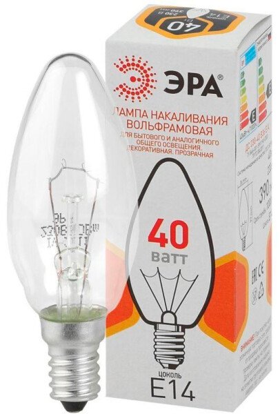 

Лампочка ЭРА B36 B-40-E27-230-CL