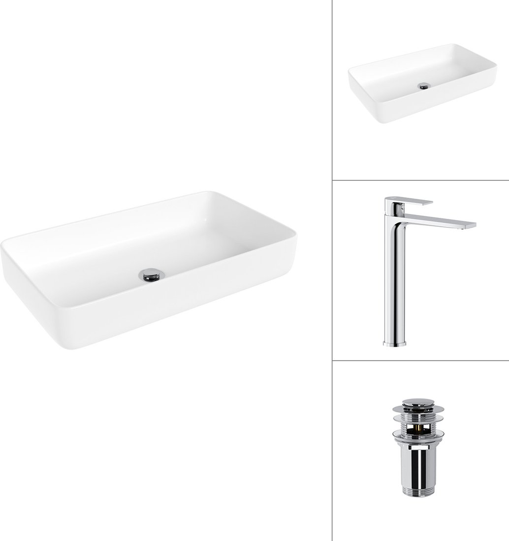 

Умывальник Lauter 21487-60 + Reef 21CK8678C с донным клапаном 21190CH (хром)