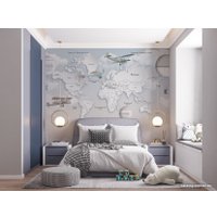 Фотообои ФабрикаФресок Детская карта светлая с воздушными шарами 334265 (400x265) в Витебске