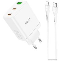 Сетевое зарядное Hoco N33 Lightning (белый)