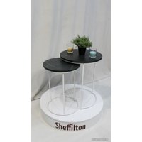 Журнальный столик Sheffilton SHT-CT7 (камень пьетра черный/белый муар)