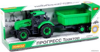 Трактор Полесье Прогресс с прицепом 91284 (зеленый)