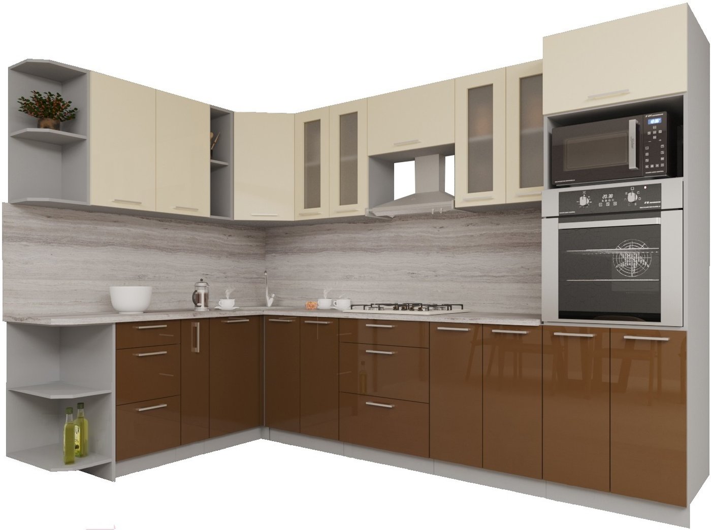 

Готовая кухня Интерлиния Мила Gloss 1.88x3.0 левая (ваниль-шоколад)