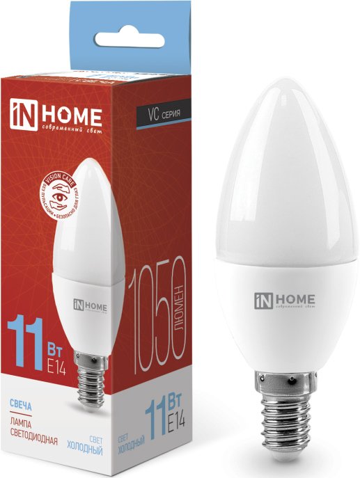 

Светодиодная лампочка In Home LED-СВЕЧА-VC 11 Вт 230В Е14 6500К 1050 Лм