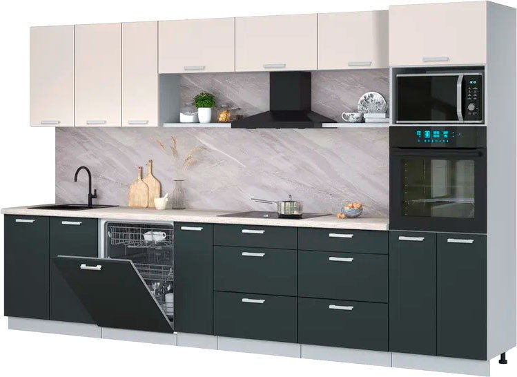 

Готовая кухня Интерлиния Мила Лайт 3.5-ПМ1-2 (персидский жемчуг/антрацит/травертин серый)