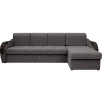 Угловой диван Сириус Лидер-6 с оттоманкой НПБ 300x165 (Eva 24 велюр темно-серый)