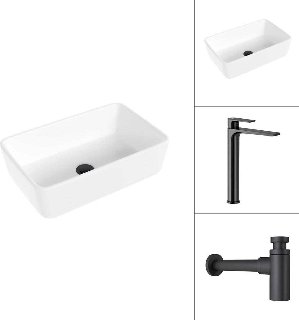 

Умывальник Lauter 21674A + Reef 21CK8678BS с сифоном 21635B (черный матовый)