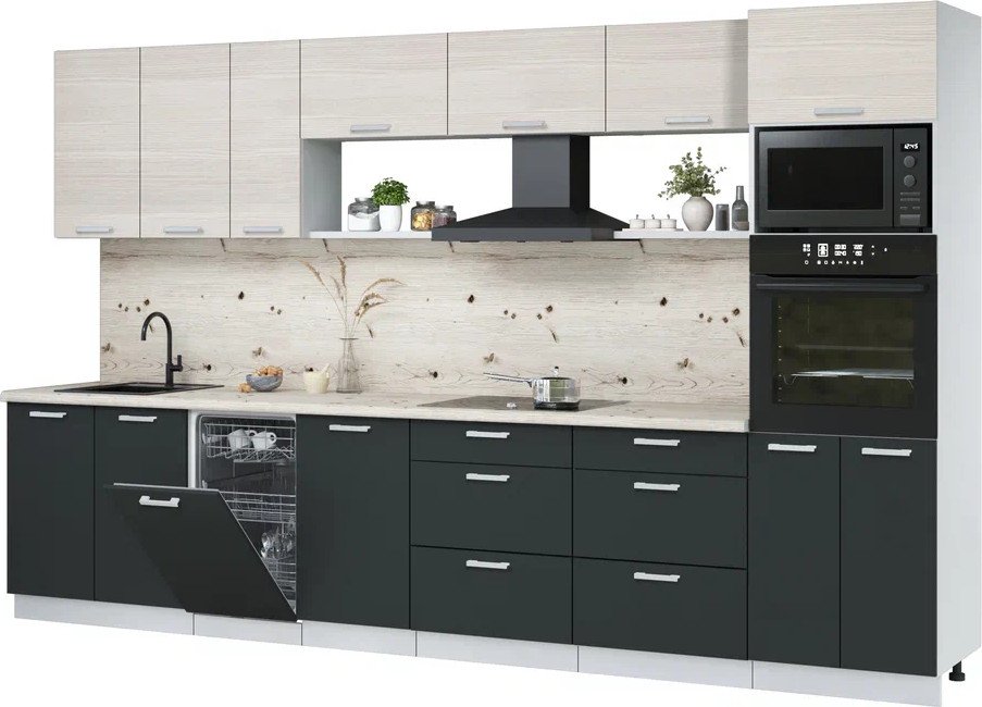 

Готовая кухня Интерлиния Мила Лайт 3.5-ПМ3 (вудлайн кремовый/антрацит/бискайская сосна)