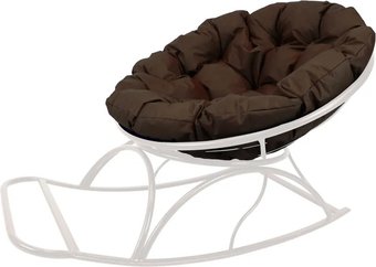 Кресло-качалка M-Group Папасан 12710105 (белый/коричневая подушка)