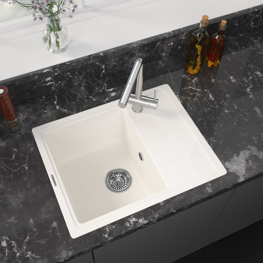 

Кухонная мойка ZorG Torino 62 (белый камень)