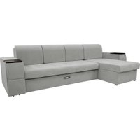 Угловой диван Сириус Лидер-13 с оттоманкой НПБ 330x165 (Eva 08 велюр светло-серый)