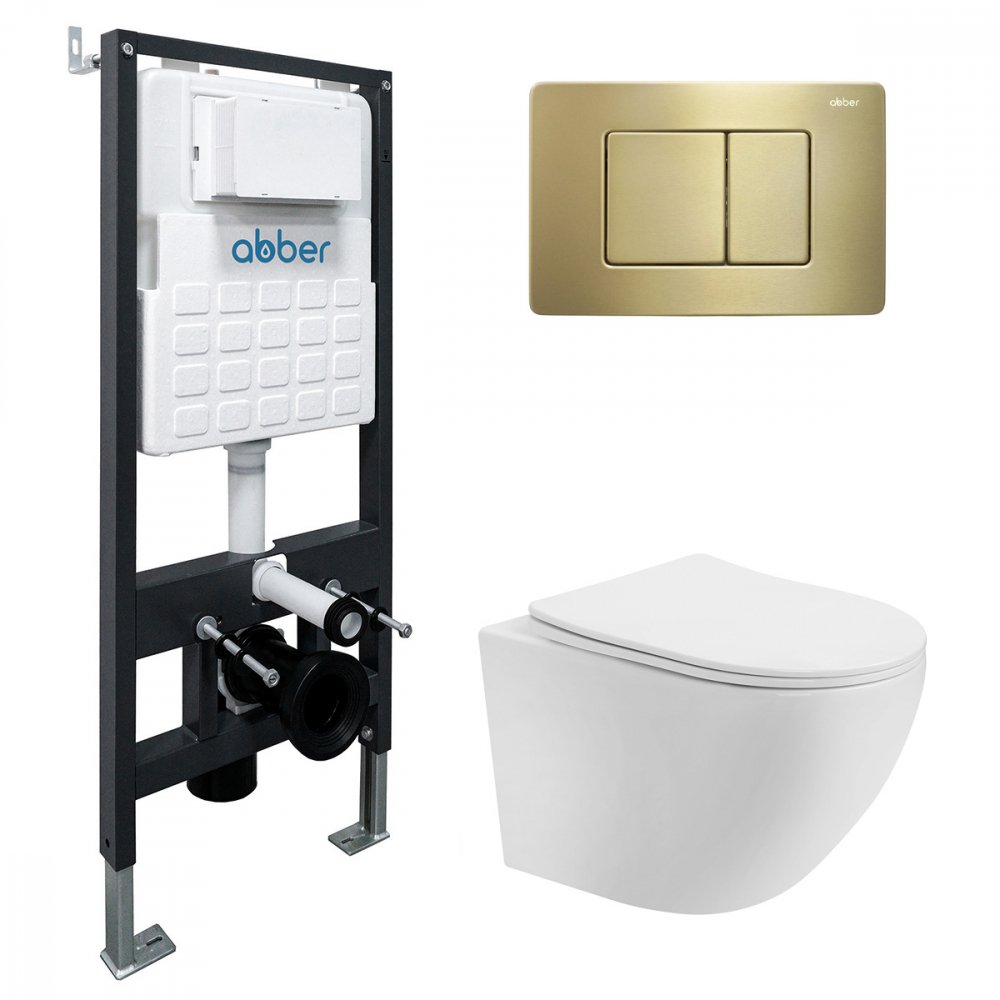 

Унитаз подвесной Abber Bequem AC1100T-AC0105-AC0120MMG (с кнопкой смыва)