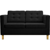 Диван Brioli Дилли клетка Д двухместный (рогожка, J22 графит/светлые ножки)