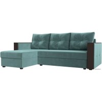 Угловой диван Лига диванов Валенсия Лайт левый (велюр, бирюзовый)