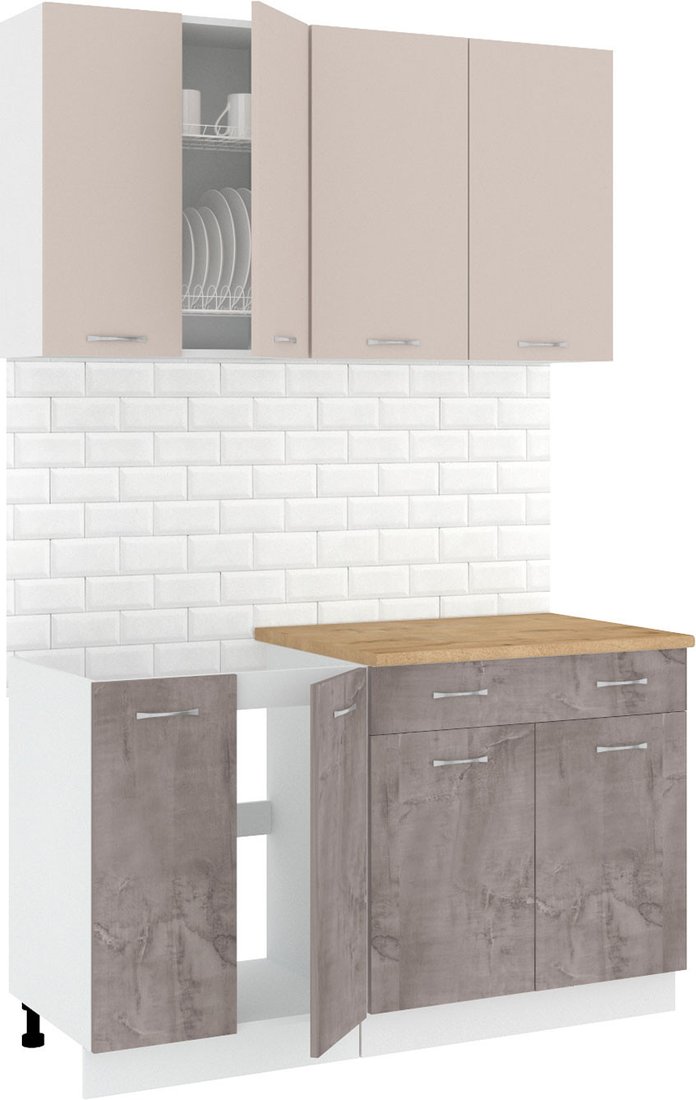 

Готовая кухня Кортекс-мебель Корнелия Лира-лайт 1.4м (капучино/оникс/дуб бунратти)