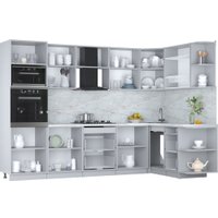 Готовая кухня Интерлиния Мила Пластик 1.68x3.0 PR (туманный глянец/черный глянец/дуб бунратти)